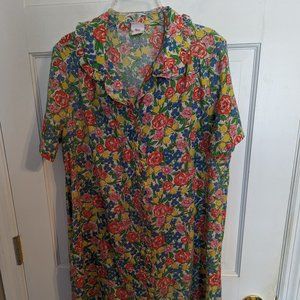 Vintage Heiress Belk Ladies Floral Mumu Nightgown Ruffled Collar Snap sz 10
